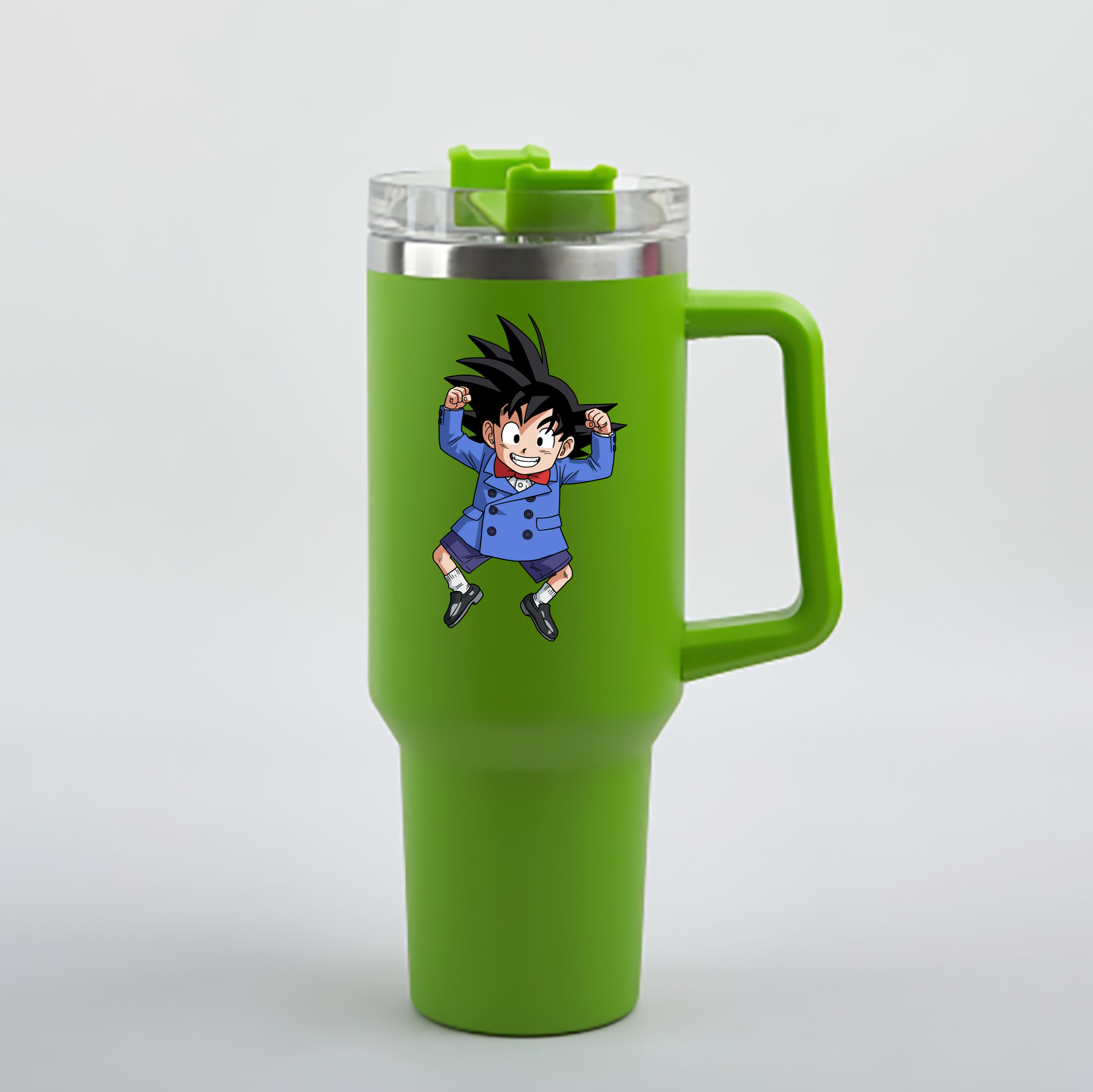 （画像用） ドラゴンボール 孫悟空（そん ごくう）Son Goku カカロット DRAGON BALL Kakarotto 1200mL車用タンブラー - クリスタルステッカー（プラスチックストロー付き）